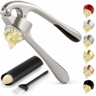 Premium Garlic Press with Soft Easy-Squeeze Handle - Professional Mincer & Ginger Press by Zulay